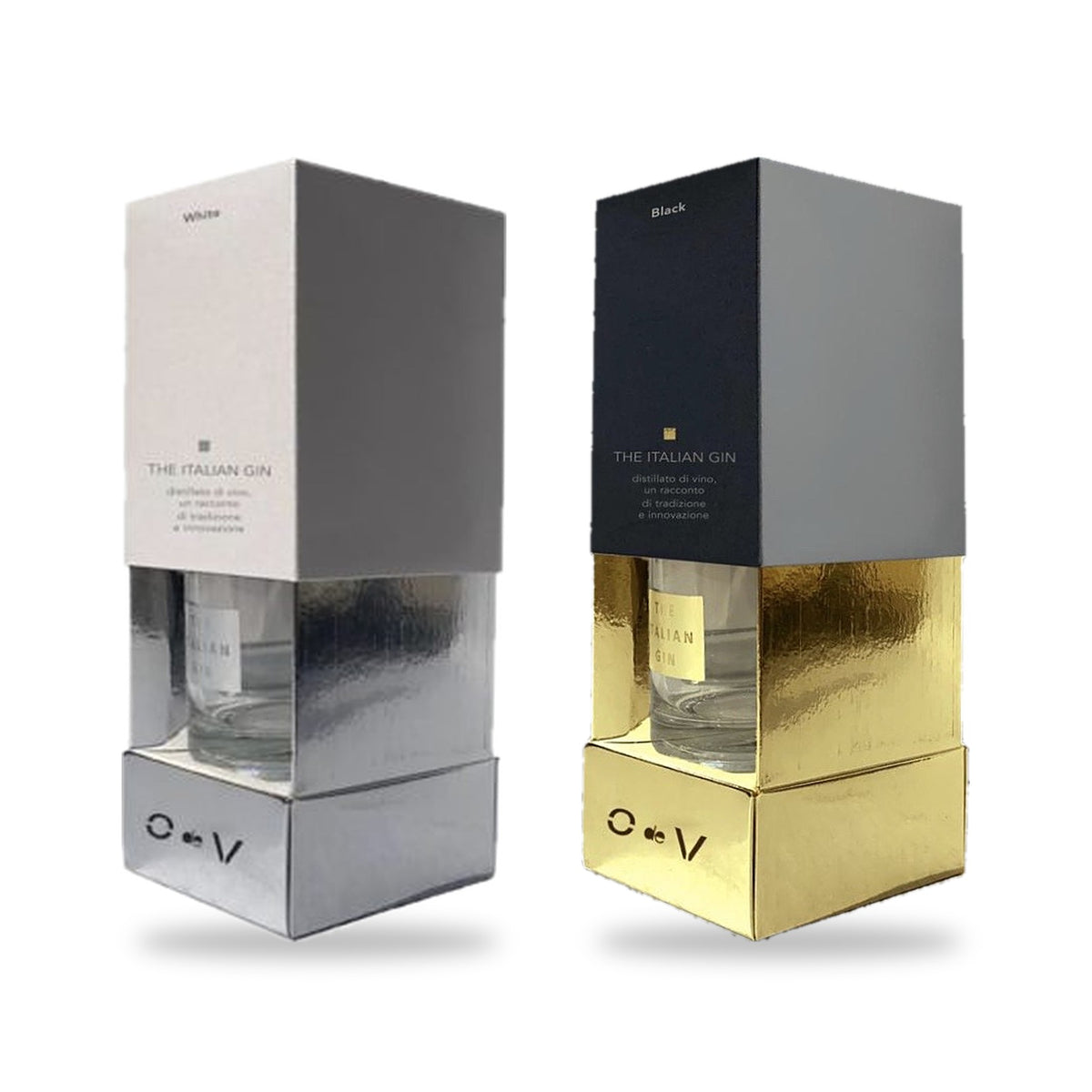 Gin-Duo „Degustazione": O de V Italian Dry Gin White und Black, je 0,20 l